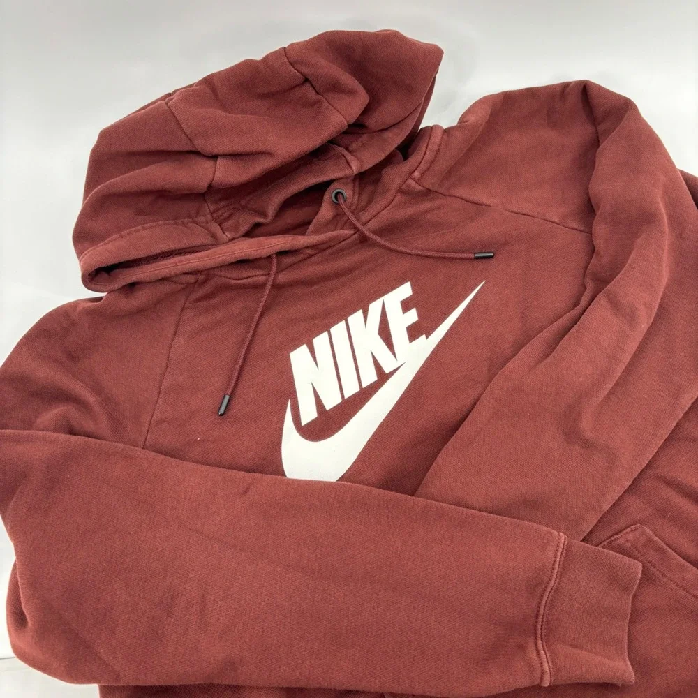 Nike Hoodie Large Brown White Logo Pullover Gorpcore Athleisure Streetwear Sport
